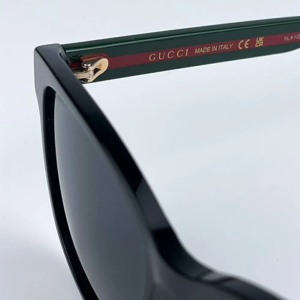 NEW Gucci GG0417SK 001 Black Multicolour Grey Oval Unisex Sunglasses